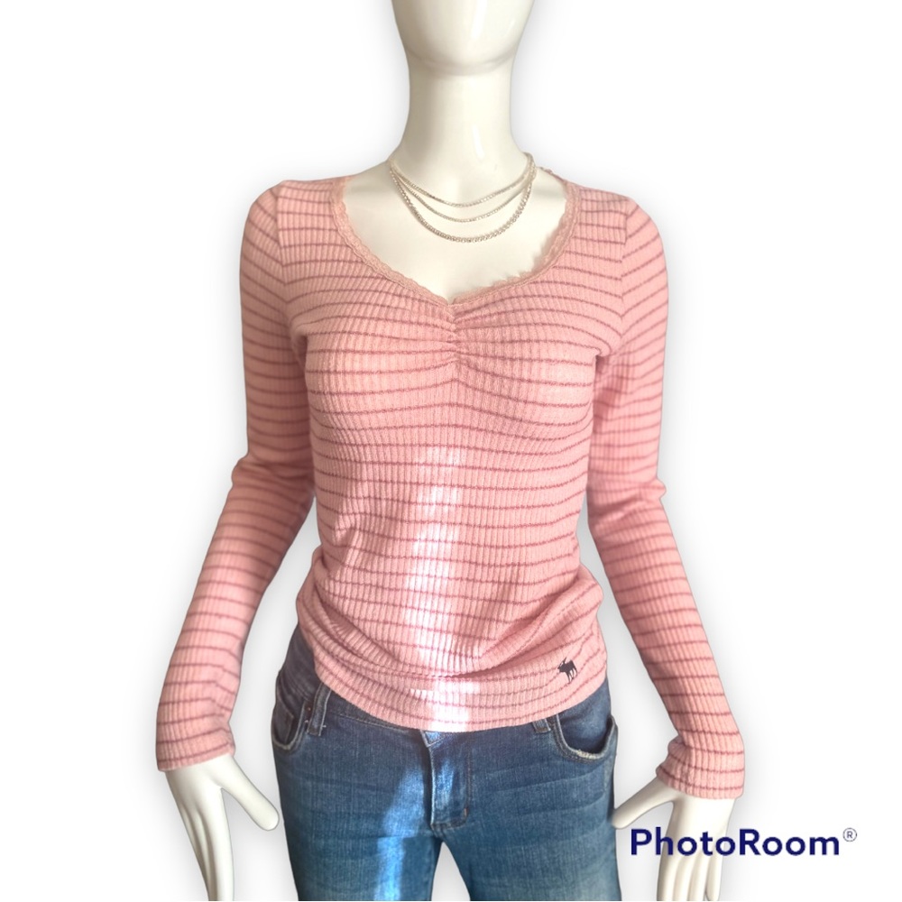 Abercrombie Kids Pink Stripe Long Sleeve